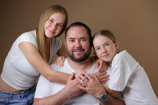 Séance photos père-filles au studio